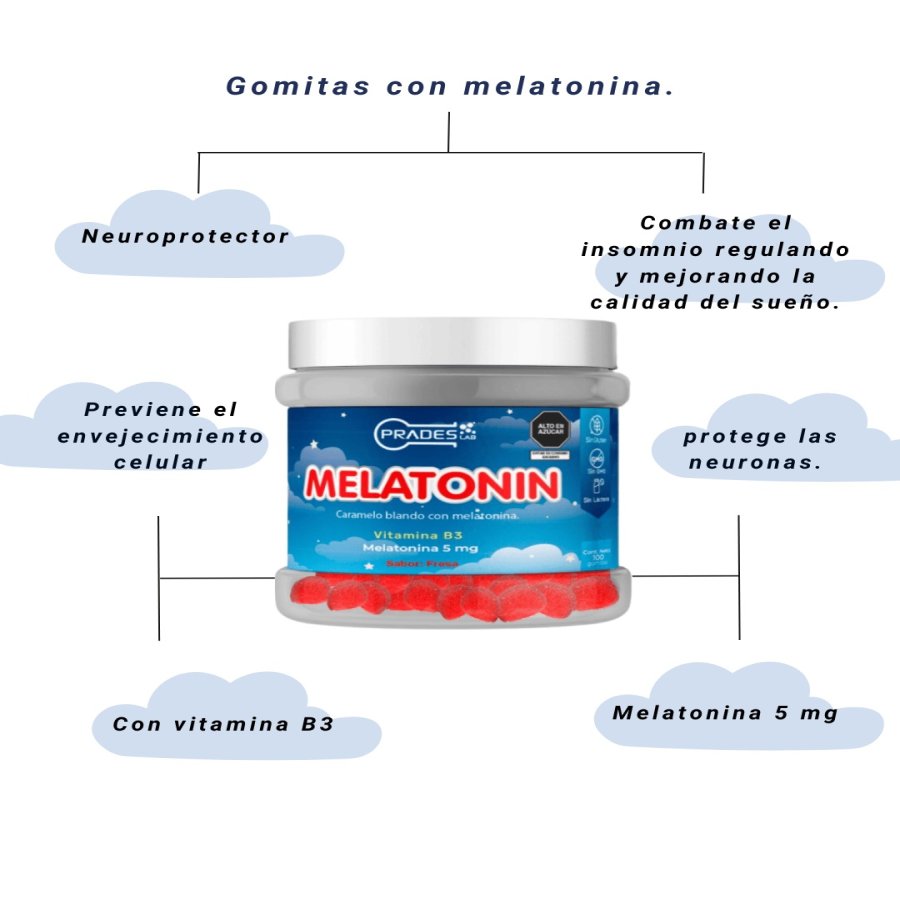 PRADES MELATONIN SABOR FRESA 100 GOMITAS